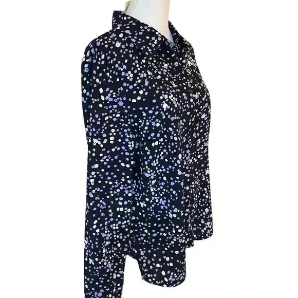 Vintage Pendleton Women’s Button Down Blouse Size 10 Black w Grey White Design - Picture 2 of 9